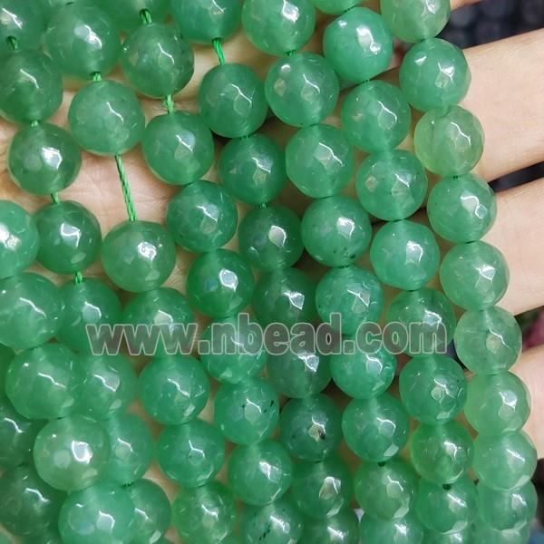 green Jade Beads, faceted round, b-grade