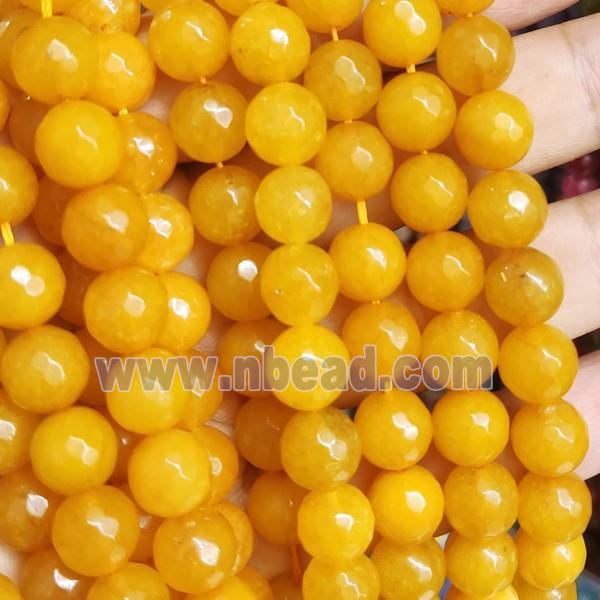 gold Jade Beads, faceted round, b-grade