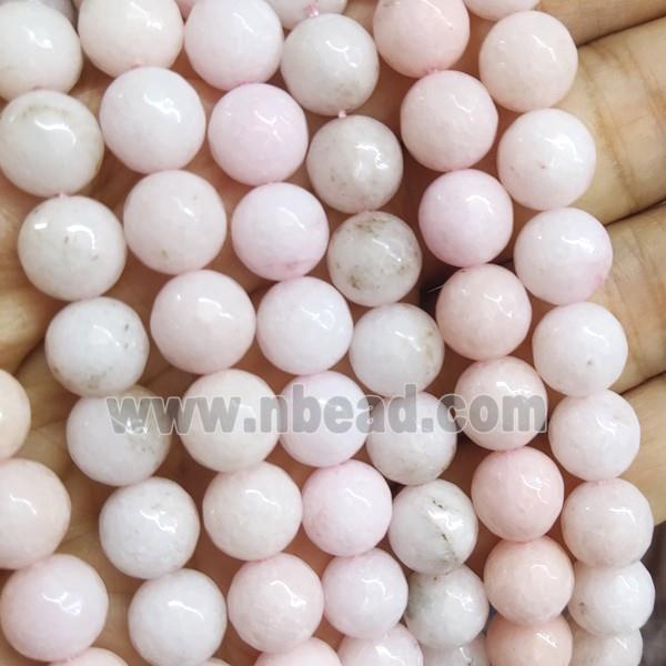 lt.pink Jade Beads, faceted round, b-grade