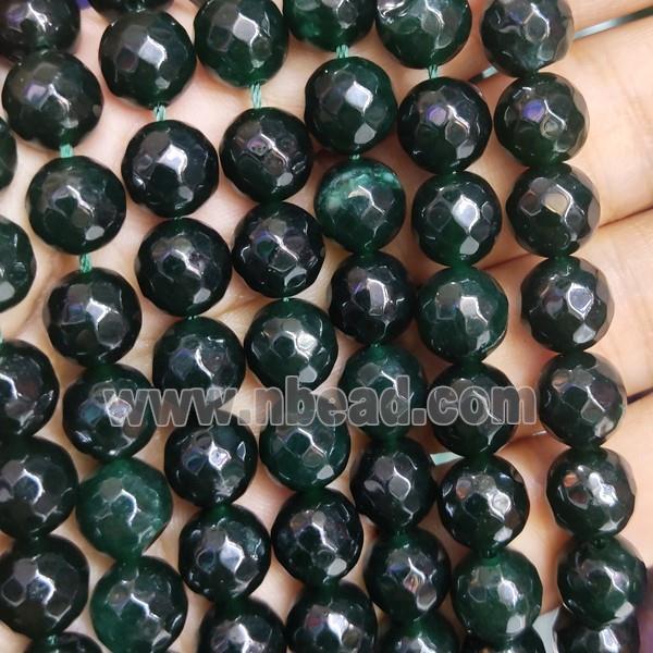 darkgreen Jade Beads, faceted round, b-grade