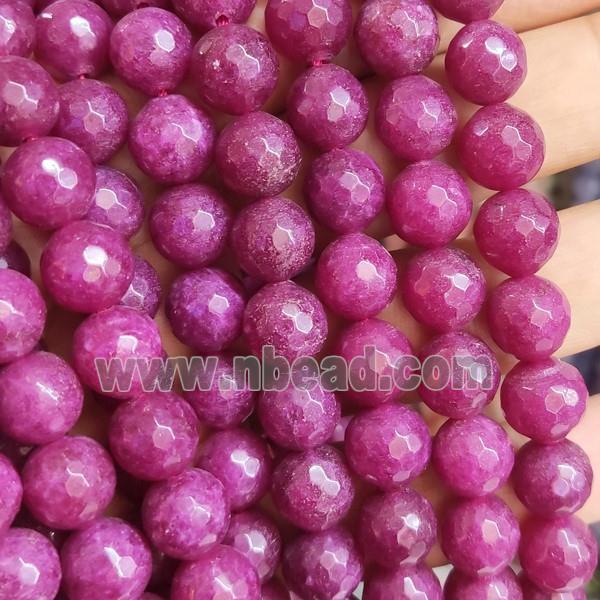 pink Jade Beads, faceted round, b-grade