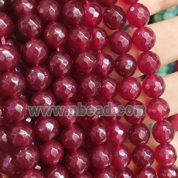 ruby Jade Beads, faceted round, b-grade