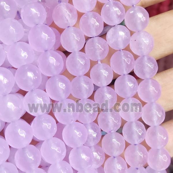 lt.lavender Jade Beads, faceted round, b-grade