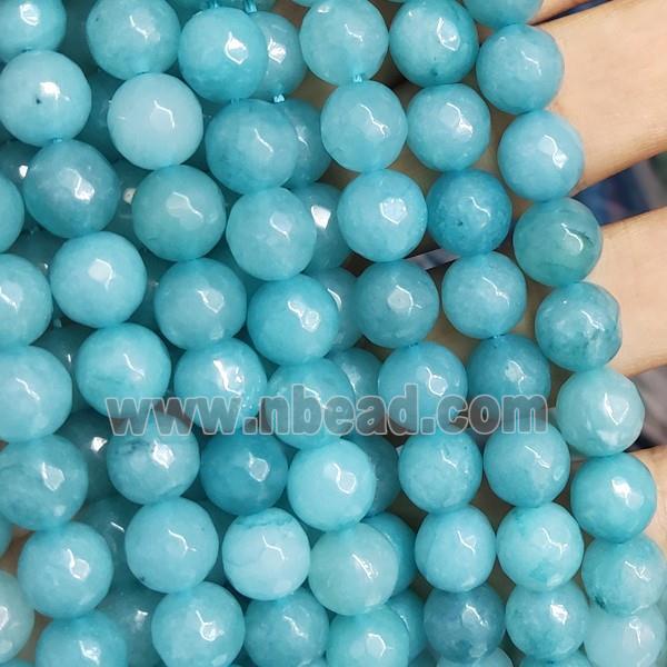 teal Jade Beads, faceted round, b-grade