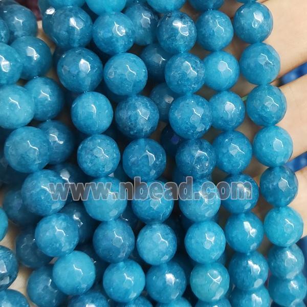 teal Jade Beads, faceted round, b-grade