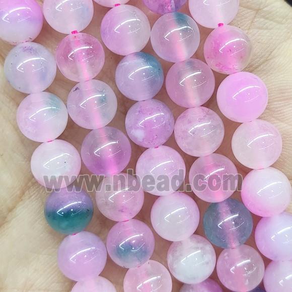 round Jade Beads, pink, dye