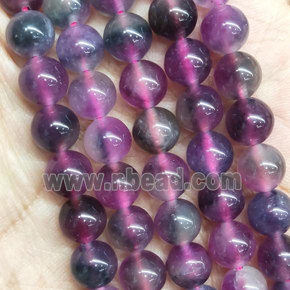 round Jade Beads, fuchsia, dye
