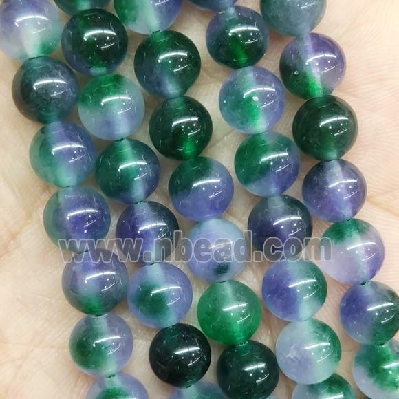 round Jade Beads, multicolor, dye