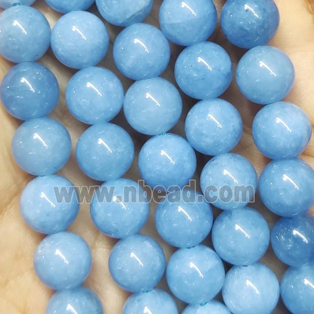round blue Jade Beads, dye