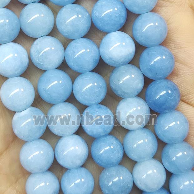 round blue Jade Beads, dye