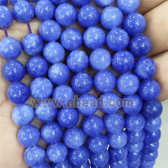 round Jade Beads, royalblue dye