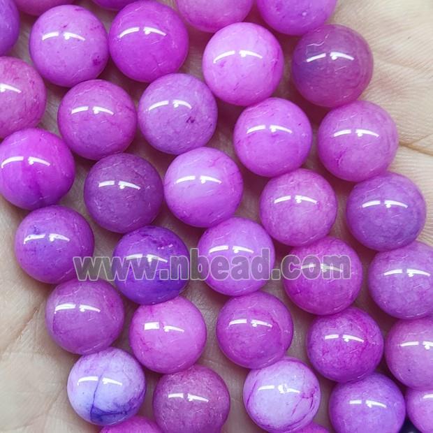 round Jade Beads, fuchsia dye