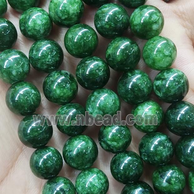 round Jade Beads, dye green