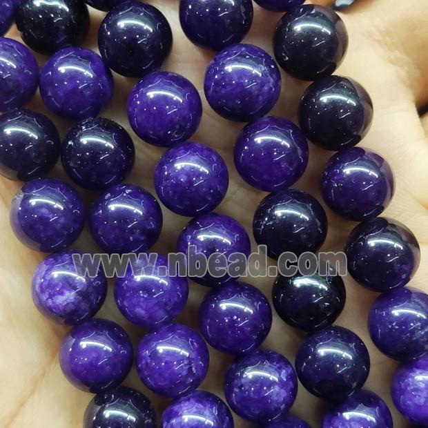 round Jade Beads, purple dye