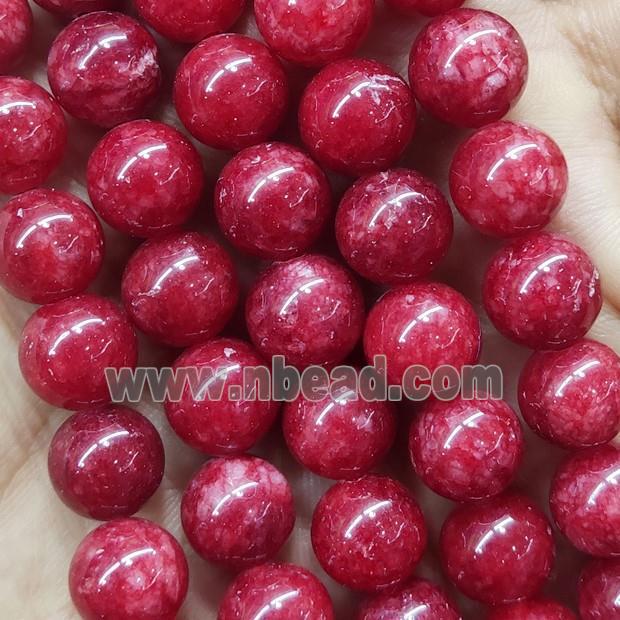 round Jade Beads, red dye
