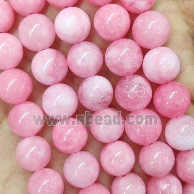 round Jade Beads, lt.pink dye