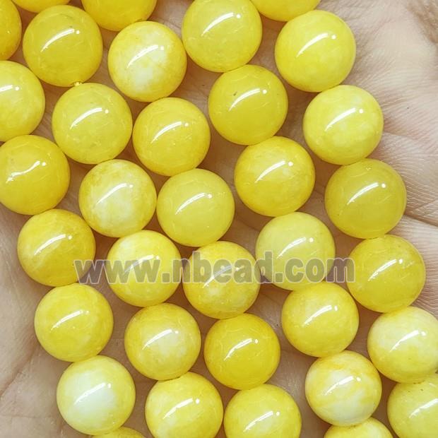 round Jade Beads, yellow dye