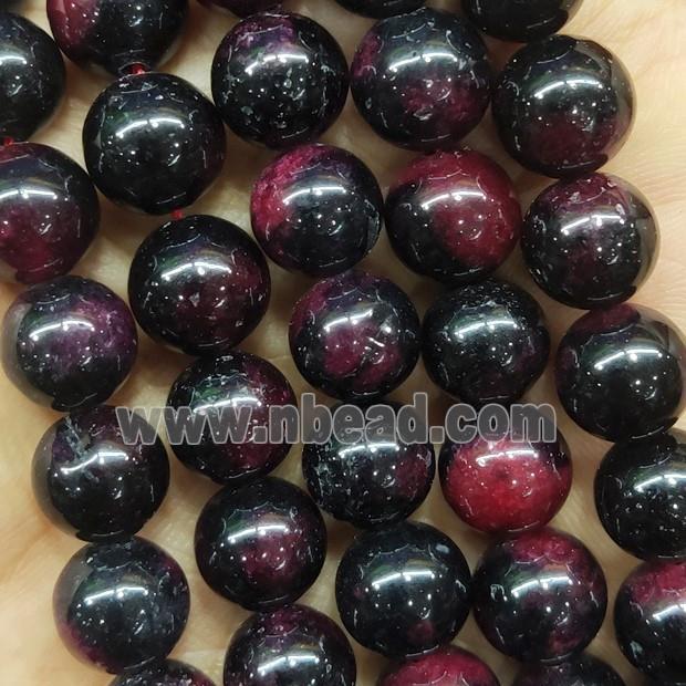 round fancy Jade Beads, red black dye