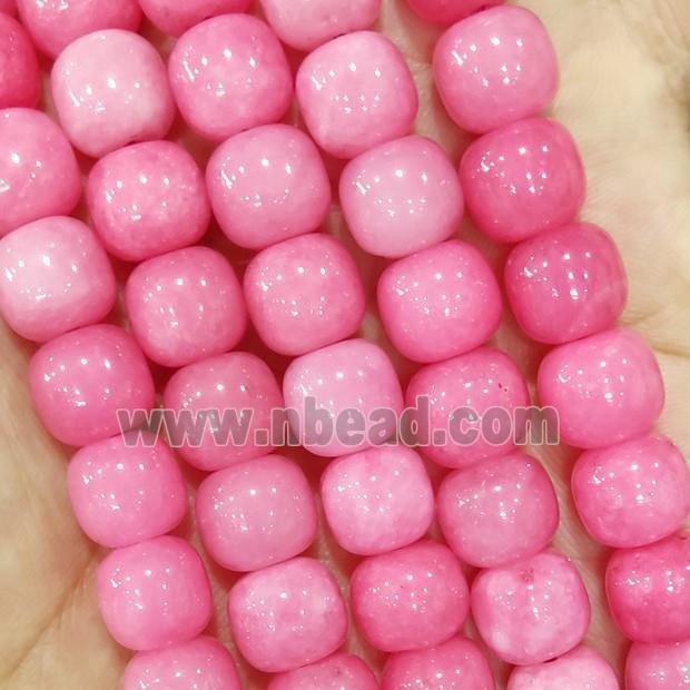 Pink Jade Barrel Beads Dye