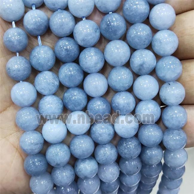 Blue Spong Jade Beads Smooth Round