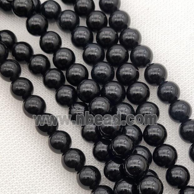 Round Jade Beads Black Dye Smooth