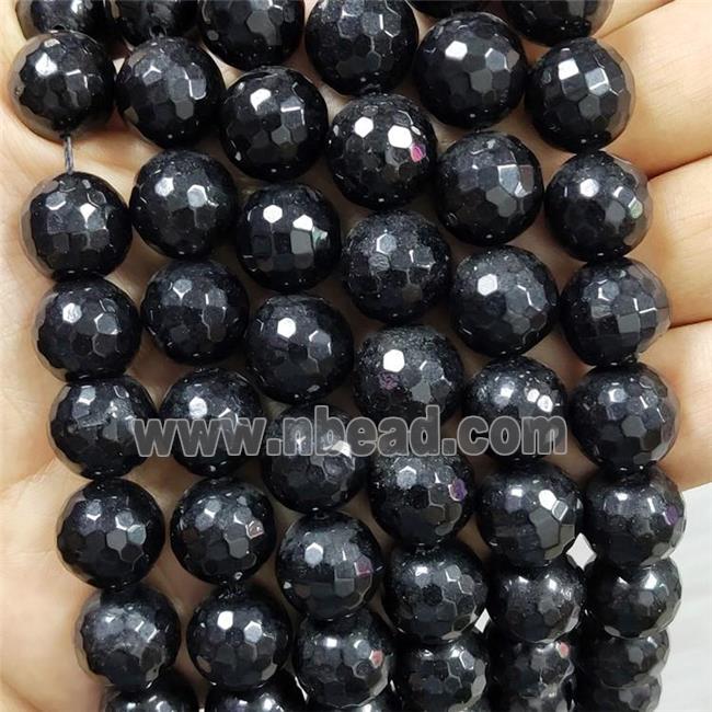 Black Jade Beads Dye Faceted Round