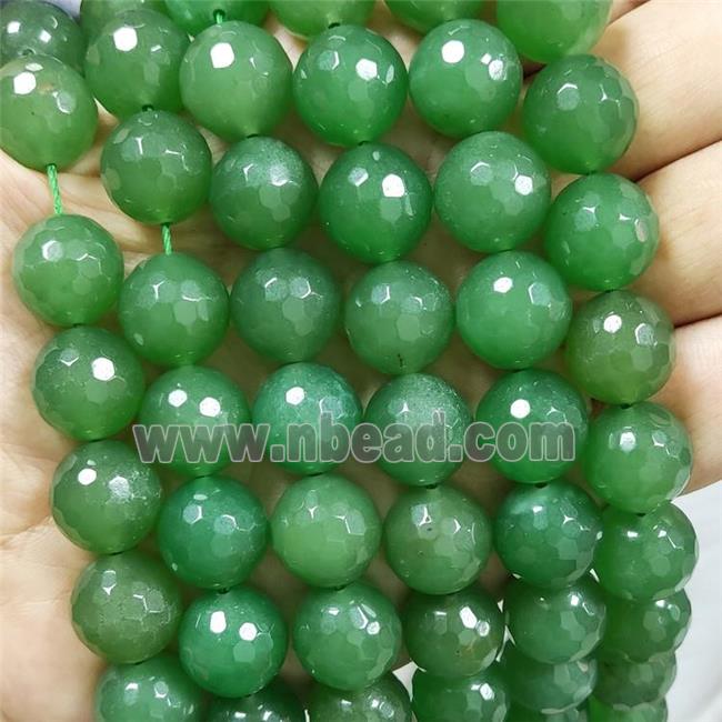Green Jade Beads Dye Faceted Round
