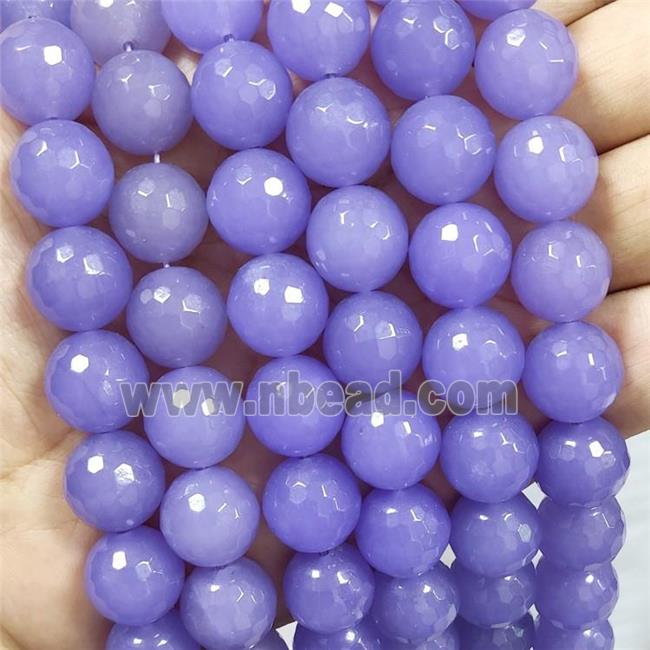 Lavender Jade Beads Dye Faceted Round