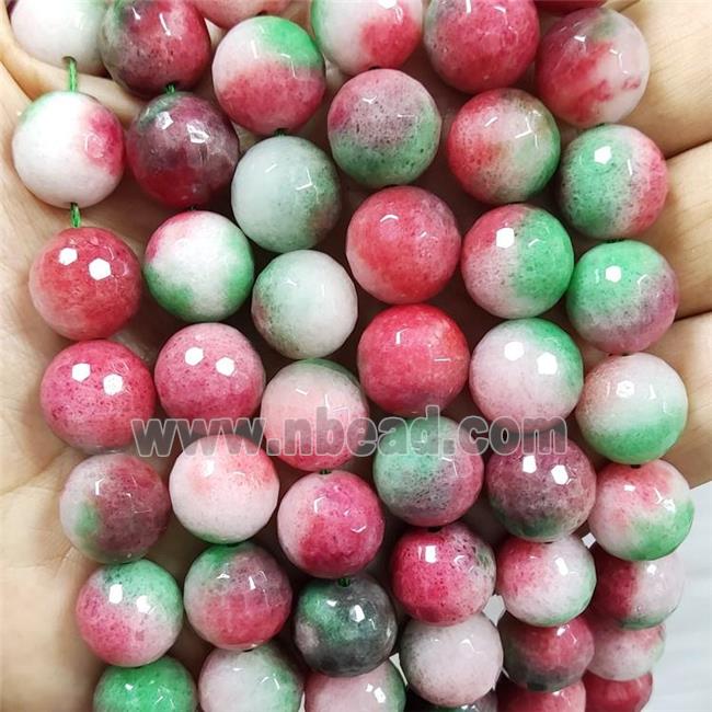 Redgreen Jade Beads Dye Faceted Round