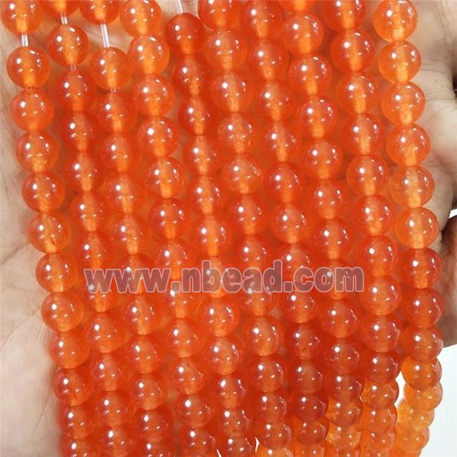 Orange Malaysia Jade Beads Dye Smooth Round