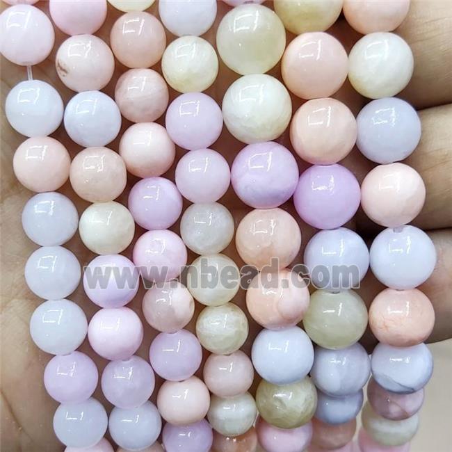 Natural Honey Jade Beads Multicolor Dye Smooth Round