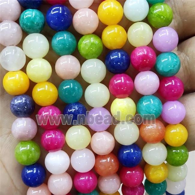 Natural Honey Jade Beads Mixed Color Dye Smooth Round