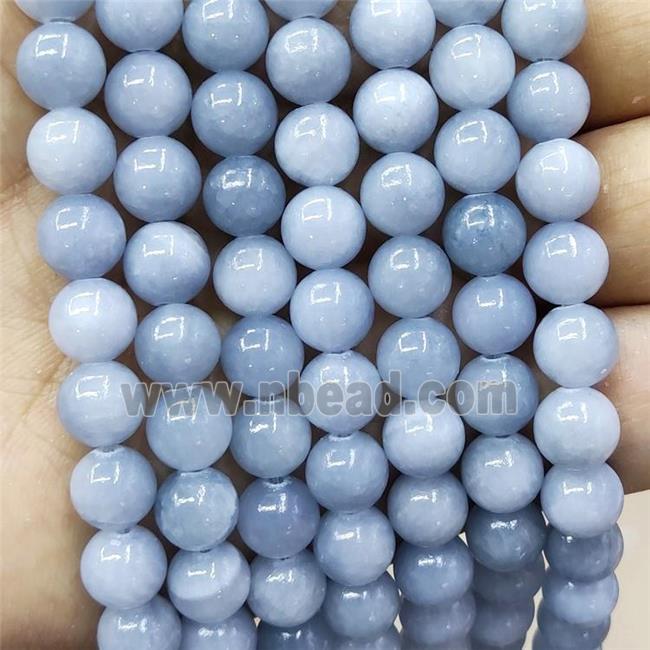 Natural Honey Jade Beads Blue Dye Smooth Round