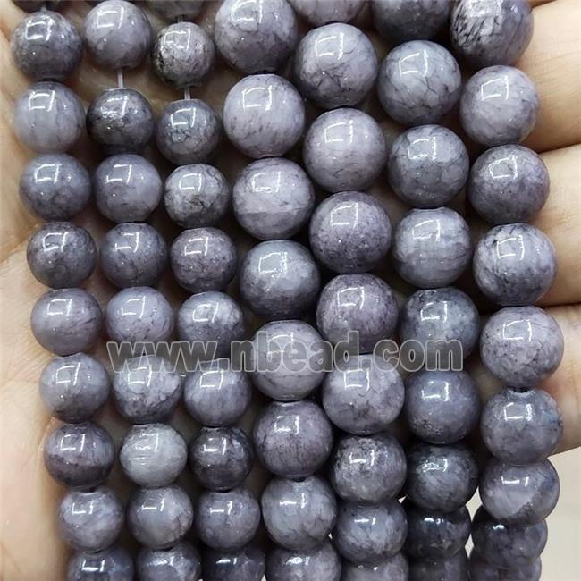 Natural Honey Jade Beads Gray Dye Smooth Round