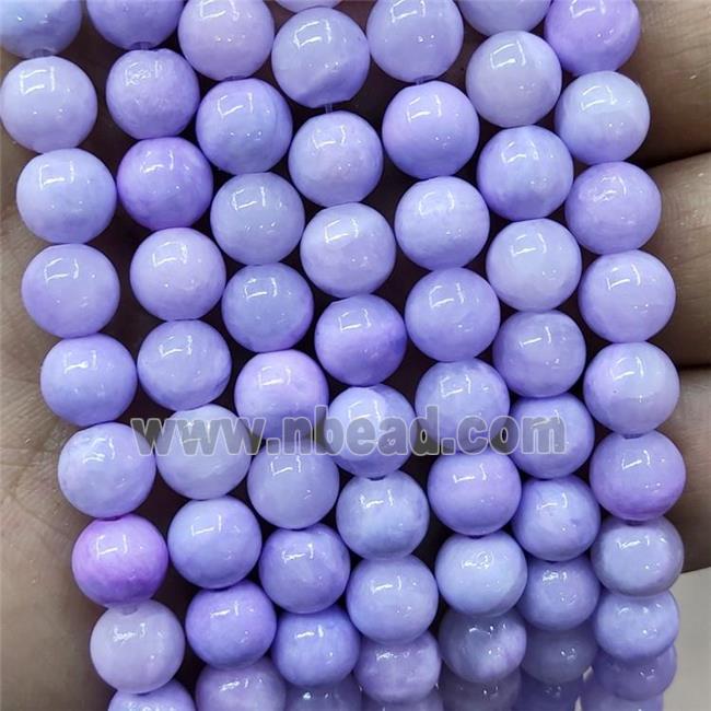Natural Honey Jade Beads Purple Dye Smooth Round
