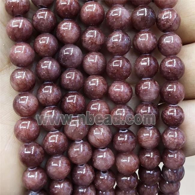 Natural Honey Jade Beads Deepred Dye Smooth Round