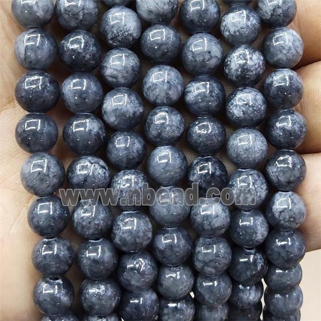 Natural Honey Jade Beads Black Dye Smooth Round