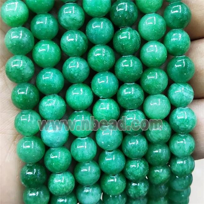 Natural Honey Jade Beads Green Dye Smooth Round