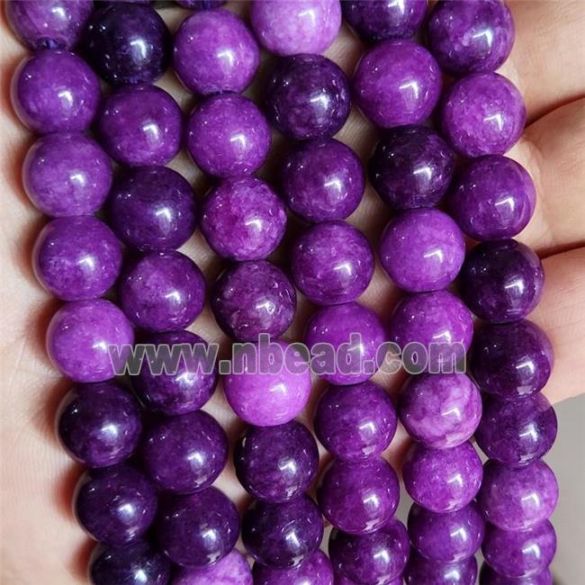 Purple Spong Jade Beads Dye Smooth Round
