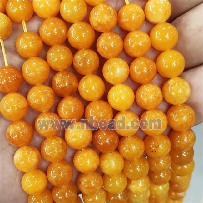 Jade Beads Orange Dye Smooth Round