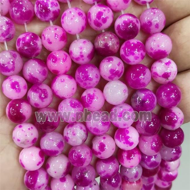 Jade Beads Hotpink Dye Smooth Round