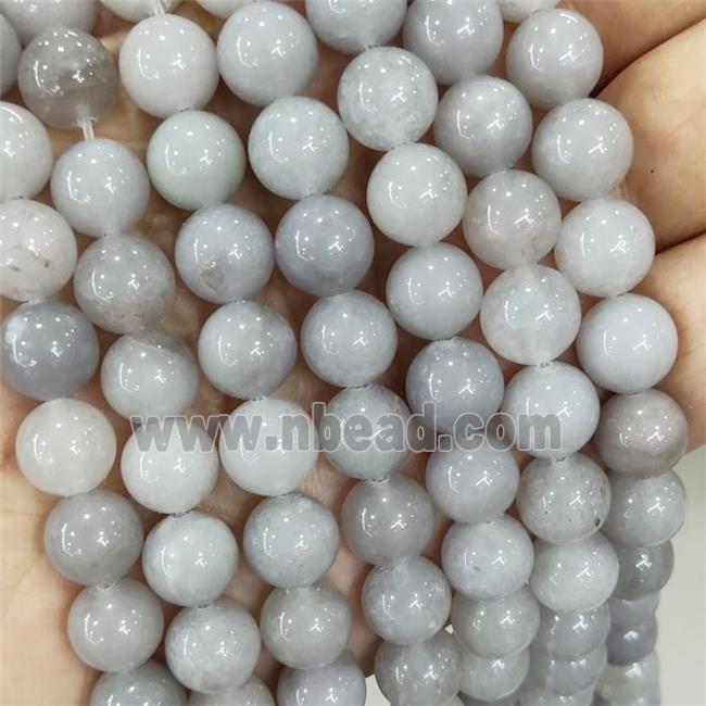 Jade Beads Gray Dye Smooth Round