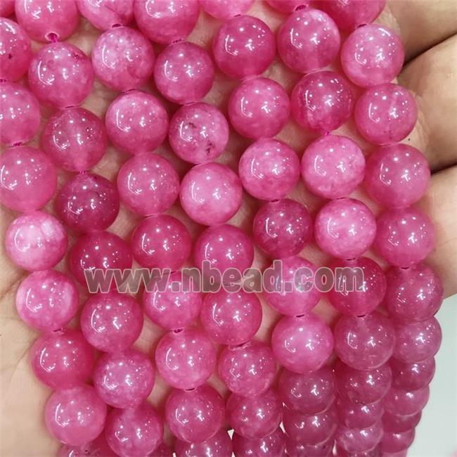 Jade Beads Pink Dye Smooth Round
