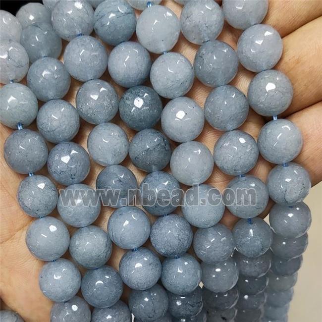 Gray Jade Beads Faceted Round Dye
