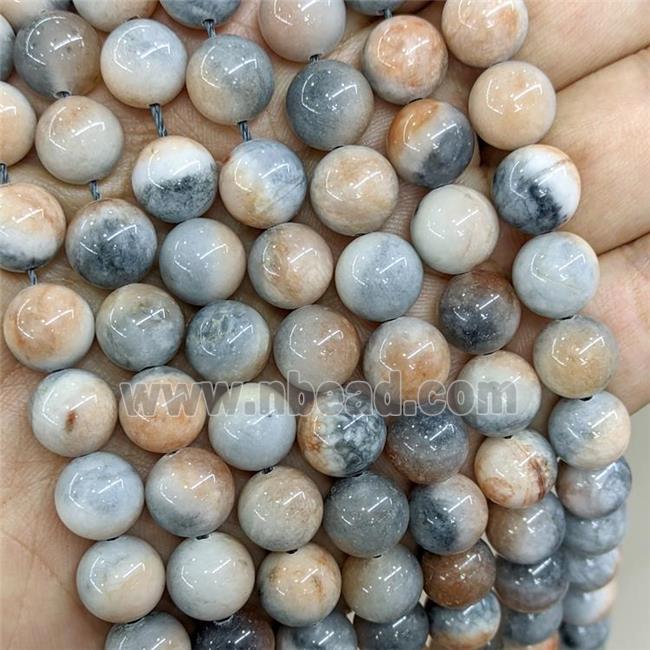 Natural Jade Beads Peach Dye Smooth Round