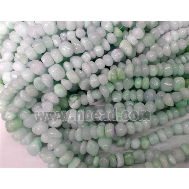 lt.green jade beads, freeform chips, stabile