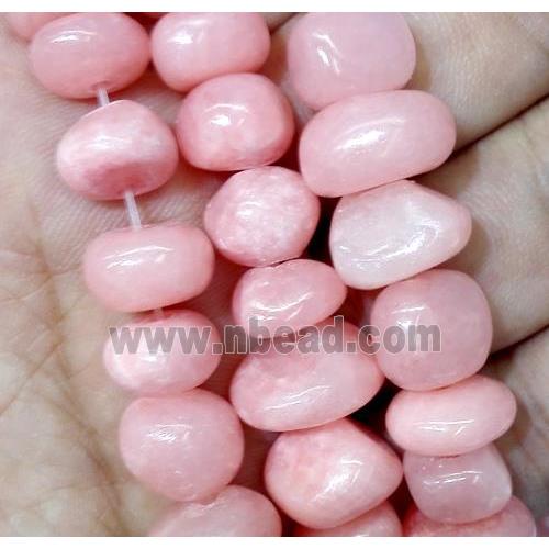 pink jade beads, freeform chips, stabile