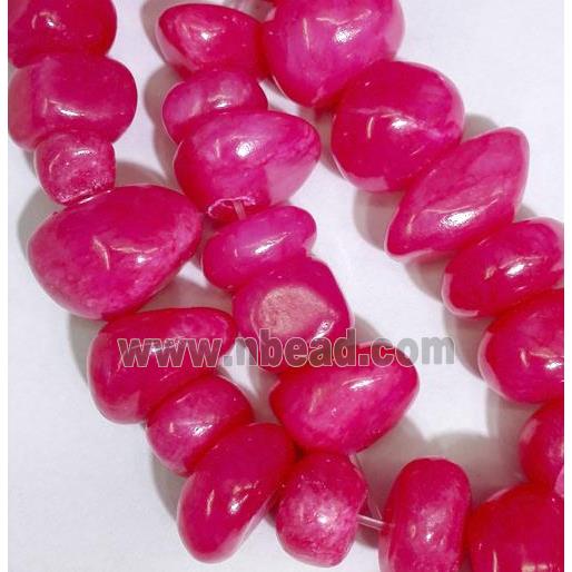 jade beads, freeform chips, stabile, red
