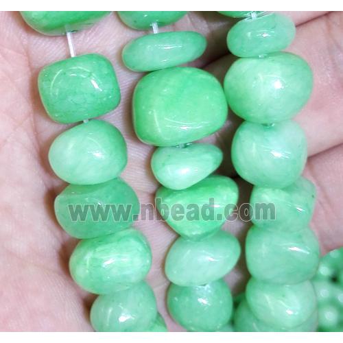 jade beads, freeform chips, stabile, green