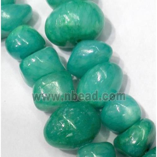 green jade beads, freeform chips, stabile